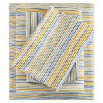 Mooreeke Striped King Bed Sheets, Deep Pocket 6 Piece King Sheet Set, Soft Microfiber Blue Yellow Pinstripe Bedding Sheets & Pillowcases