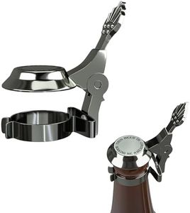 German Style Beer Stein Clip-On Lid for Bottles – Chrome Finish Metal Bottle Cap Cover – Keeps Bugs & Debris Out – Novelty Party Accessory & Gift for Beer Lovers – Fits Most Standard Bottles