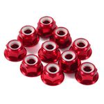 Hex Self Lock Nuts 10PCS M5 Nut CNC Aluminum Flanged Nylon Lock Nut Self Locking Metal Nuts Suitable for Plumbing on Thread Pipe Hose (M5, Dark Red)