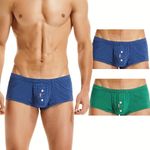 BEEMEN Low Rise Men's Underwear Men's Boxer Shorts Mini Trunks Not-Stretch Designer Breathable Underwear with Fly, 2-pack non-stretch, M