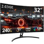 Z-Edge 32 Inch Curved Gaming Monitor 240Hz 1ms MPRT Full HD 16:9 Curved Screen Frameless LED Monitor, Ultra-Thin Bezel, FreeSync, DisplayPort & HDMI, Black
