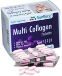 Sunberg Multi Collagen Peptides Tablets - 1000mg Hydrolyzed Collagen Type I, II, III Hyaluronic Acid Biotin for Skin Hair Nail Joints Bones Muscles Teeth - Halal Collagen Complex Supplement 60 Tabs