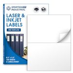 Spartan Industrial Printable Laser and Inkjet Labels - 8.5" X 5.5" Half-Sheet Shipping Labels - 100 Sheets, 200 Total Labels for Home Office, Business Orders, Return Labels