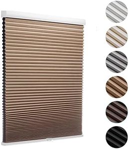 MYshade Blackout Cordless Cellular Shades Honeycomb Shades for Indoor Windows Room Darkening Blinds for Home Office Pull Down Window Shades Easy to Install 24 inch Wide, H50 Light Brown Pleated Shades