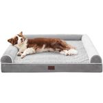 WESTERN HOME Dog Beds Large Washable,Soft Orthopedic Dog Beds with Removable Washable Cover,Extra Large Waterproof Dog Bed with U-Shape Bolster Grey,106 x 76 x 19 cm