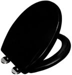 Live4gadgets Quick Release Toilet Seat Black Toilet seat Soft Close & Hinges for Easy Cleaning Universal Bathroom, Heavy-Duty UF Material, Top & Bottom Fixings (Black Seat Soft Close with Hinges)