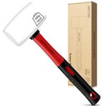 GETLITOOL Rubber Mallet White 16oz, Non-Marking Rubber Mallet Hammer ⌀=55mm with Two Sides, Rubber Hammer with Non-Slip Fiberglass Handle for Camping, Flooring/Tiles Install, Woodworking