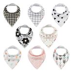 ALVABABY Bandana Drool Bibs 8 Pack Of Drooling Teething Feeding Super Absorbent 100% Cotton Reusable Washable Floral Pink Bibs Unisex For Boys And Girls Newborn Infant Toddler Baby Gifts