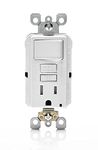 Leviton GFSW1-W 15-Amp Self-Test Smartlockpro Slim GFCI Combination Switch Tamper-Resistant Receptacle with LED Indicator, 20-Amp Feed-Through, 3 Pack, White