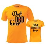 Hangout Hub Men's & Girl's Round Neck T-Shirt Best Dad & Daughter Ever (Yellow;Dad M(38);Daughter 2-4Yrs ;) Pack of 2 Family T-Shirts