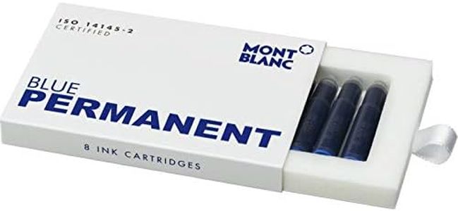 Montblanc Ink Cartridges Permanent Blue 107758 – Document-Proof Fountain Pen Refills in Dark Blue – 8 International Standard Pen Cartridges