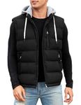 Vancavoo Men's Gilet with Hood Winter Lightweight Quilted Body Warmer Vest Casual Outdoor Sleeveless Puffer Coat(Black,L)