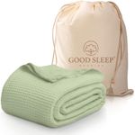 Cotton Blankets Double Size, Luxury Waffle Weave Super Soft Blanket, All Season Blankets & Throws, Breathable Double Size Blanket, 100% Cotton Blanket for Bed, (150 x 200) cm Thermal Blanket, Sage