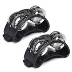 Facmogu 2PCS Foot Tambourine Percussion, Musical Instrument Percussion Pedal with Steel Jingle Bells for Drum & Guitar Playing, Foot Percussion Shakers with Elastic Strap for Adults - Black