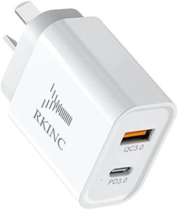 RKINC 20W USB C Fast Charger, 2-Port PD Wall Charger 20W Power Delivery USB-C Power Adapter Port & 18W QC 3.0 USB-A Fast Charging Port Compatible with iPhone 15 14 13 12 Pro Max Mini iPad, Samsung