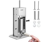 VEVOR Manual Sausage Stuffer, 5LBS/3L Capacity, Two Speed 304 Stainless Steel Vertical Sausage Stuffer, Sausage Filling Machine with 4 Stuffing Tubes, Suction Base for Household or Commercial Use