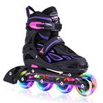 2pm Sports Adjustable Light up Kid Inline Skates,Roller Blades for Boys and Girls - Violet Medium - Big Kids(Y13-3UK)