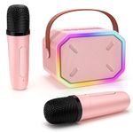 KKUYT Mini Karaoke Machine for Kids & Adult, Portable Karaoke Speaker with 2 Microphone, Colorful Lights, Karaoke Equipment PA System for Home Party, Christmas Birthday Gifts for Boys/Girls