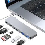 USB C Hub for MacBook Pro, 6 in 2 MacBook Pro Adapter Type C Hub with 4K HDMI,100W Thunderbolt 3 Power Delivery,SD TF Card Reader 2 USB 3.0 for MacBook Pro 2021,2022,2023 Macbook Air,Google, Dell,Asus