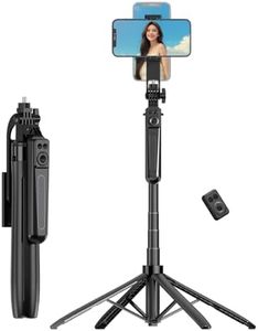 Phone Tripod & Selfie Stick with Anti-Shake Stabilizing Handle, 180cm 4-Leg Aluminum Alloy, All-in-One Bluetooth Tripod Stand for Smartphone & Camera, Portable for Vlogging & Live Streaming