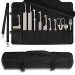 lelezone Upgraded Chef Knife Roll Bag, Waterproof Waxed Canvas Knife Case Holds Size Up to 18'', Portable Knife Holder with 11 Slots for Knives with Adjustable Strap, Gift for Beginner or Pro