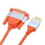 NFHK HDMI 4K to DVI Ultra Soft High Flex HDTV Cable Hyper Super Flexible Cord High Speed Type-A Male to 24+1 Male for Computer HDTV 100cm