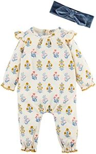 Mud Pie Baby Girl Fall Corduroy Bodysuit Set, Cream, 6-9 Months