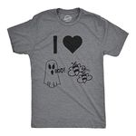 Mens I Heart Boo Bees Tshirt Funny Halloween Ghost Tee for Guys, Dark Heather Grey, Small