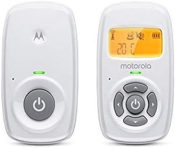 Motorola MBP24 - Monitor de Audio para bebé con Pantalla de Temperatura Ambiente, micrófono de Alta sensibilidad y conversación bidireccional, Color Blanco