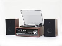 Steepletone Broadway 5 In 1 Bluetooth Music Centre With CD, FM Radio,3 Speed Record Player Has Facility To Burn Vinyl Or CD To USB