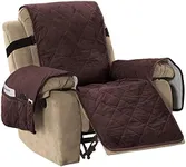 H.VERSAILTEX Thick Velvet Quilted Recliner Covers for Recliner Chair Covers Reclining Chair Slipcover Recliner Couch Cover with Non Slip Backing and Wider Elastic Strap (Recliner, Brown)