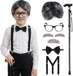 Santoy Old Man Wig Costume for Kids - 100 Days of School Dress-Up with Grandpa, Perfect for Halloween Cosplay and Fun for Adults and Boys