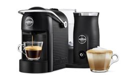 Lavazza, A Modo Mio Jolie & Milk EVO Coffee Machine Made from 33% Recycled Plastic, with Integrated Milk Frother and Removable Grid, Compatible with A Modo Mio Pods, 1250 W, 220–240 V, 50–60 Hz, Black