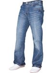 BNWT New Mens Bootcut Flared Big King Size Wide Leg Blue Denim Jeans All Waist Light Wash A42 32W X 32L