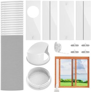 E-SDS Portable Air Conditioner Window Kit with 5.1” Exhaust Hose for Sliding Window, Seamless Portable AC Window Seal Panel Kit Adjustable Length Hose up to 78"