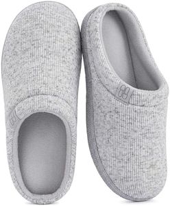 HomeTop Women's Dotted Knit Memory Foam Slippers with Anti-slip Sole Cloud Gray,7-8 US