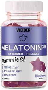 WEIDER Melatonin Gummis zum besseren Einschlafen, mit zeitverzögerter Freisetzung, optimale Dosierung für die Nachtruhe, leckere Gummibärchen, Schlafsterne, ohne Zucker, Brombeer-Geschmack, 60 Stück