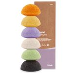 Vove | Organic Konjac Sponges | 6 Sponges | Compostable | Gentle Face Cleansing | Charcoal, Tumeric, Clay, Lavender | Gentle Face Exfoliator | All Skin Types | Reusable and Sustainable| Washing Puff