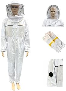 benefitbee Ventilated Beekeeper Suit with Gloves Magnetic Tool Clip - Full Body Protective Beekeeping Suit for Men Women - Breathable & Lightweight Beekeeper Suit for Beekeepers (L)