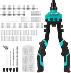 LIBRATON Rivet Gun Set, Two-Handed Pop Rivet Gun Kit, Heavy Duty Rivet Gun, Pop Riveter with 250 Aluminum Rivets in Box, 5 Tool-Free Interchangeable Nozzles, 5 HSS Drill Bits, for Automotive, Metal