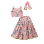 GORLYA Girls Ethnic Wear Rayon Flower Printed Readymade Lehenga Choli Set (5-6 Years, Multicolor)