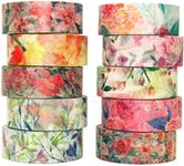 YUBX Flower Washi Tape Decorative Paper Masking Tape for Scrapbooking Craft DIY (Warm Tone)