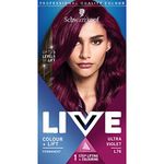 Schwarzkopf LIVE Colour + Lift Ultra Violet Permanent Hair Dye L76, Vibrant Purple Hair Dye Lightens Up To 3 Levels, Long Lasting Hair Colour with Built-In Lightener