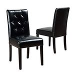 Christopher Knight Home Waldon Black Leather Dining Chairs w/Tufted Backrest (Set of 2)