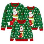 Simplee kids Family Matching Christmas Sweaters Xmas Print Ugly Funny Jumper Holiday Pullover Tops, Green, 2T