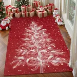 Lahome Christmas Area Rug 3x5 Rug Washable Soft Bedroom Rugs, Stain Resistant Red Christmas Rug Non-Slip Living Room Rug, Christmas Tree Print Holiday Decor Untra-Thin Carpet Rugs for Nursery Kitchen