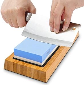 Whetstone Knife Sharpening Stone,Knife Sharpener for Kitchen Knive with Non Slip Silicone Pad and Bamboo Base,2 Side Grit 1000/6000 Knife Sharpening Wet Stone Kit