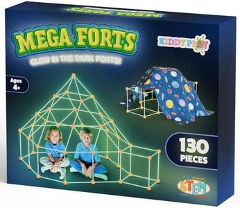 KiddyPlay Mega Forts - 130 Piece Fort Building Kit For Kids - Glow in the Dark DIY Den Making Kit - Build a Fort Den Building Kit