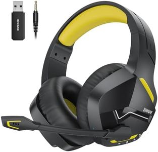 BINNUNE 2.4GHz Wireless Gaming Headset, Bluetooth 5.3 Gaming Headphones with Noise Canceling Mic, 120H Ultra-Long Battery, 50mm Drivers, Multi-Platform for PC / PS5 /PS4/ Switch/Mobile, Yellow