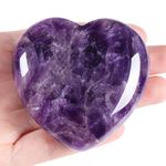 GUJOXILA 2.4" Amethyst Crystal Large Heart Shaped Love Healing Crystals Gifts for Women Beginners Gemstones Ornaments Protection Polished Nature Reiki Balancing Meditation Spiritual Stones